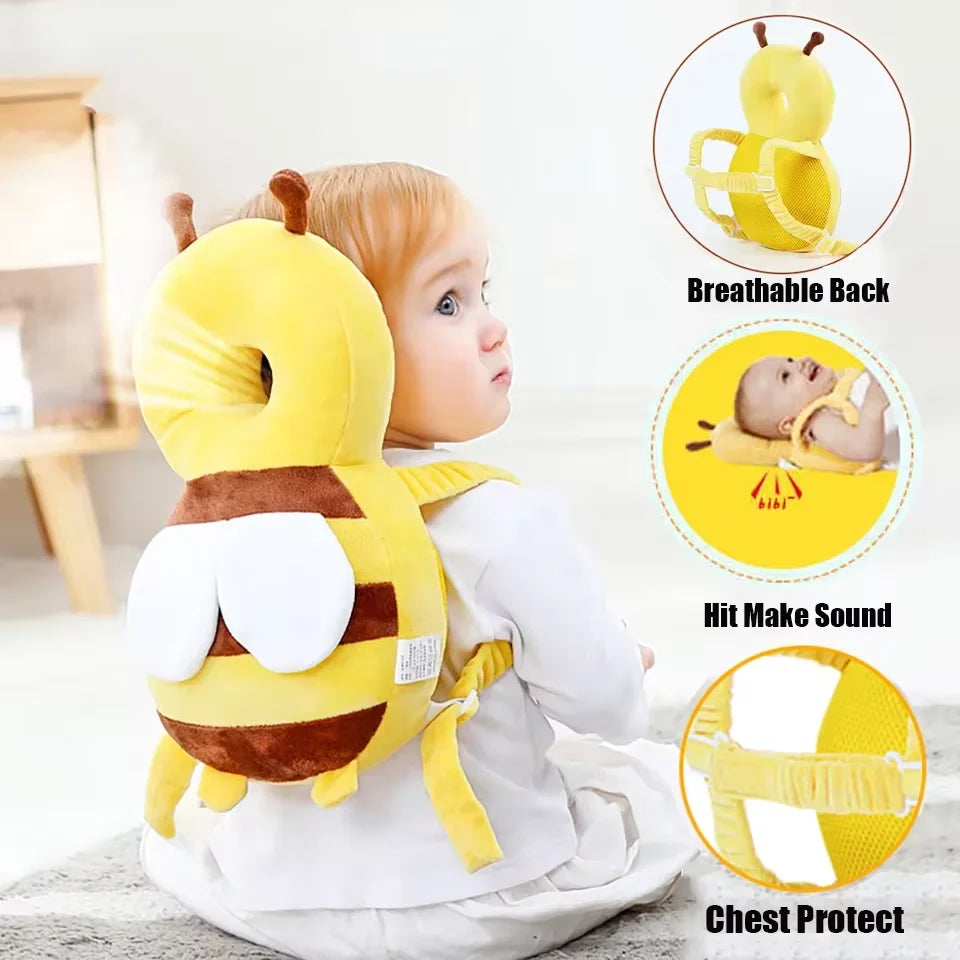 A baby fall protection backpack designed to be cute and durable for max protection