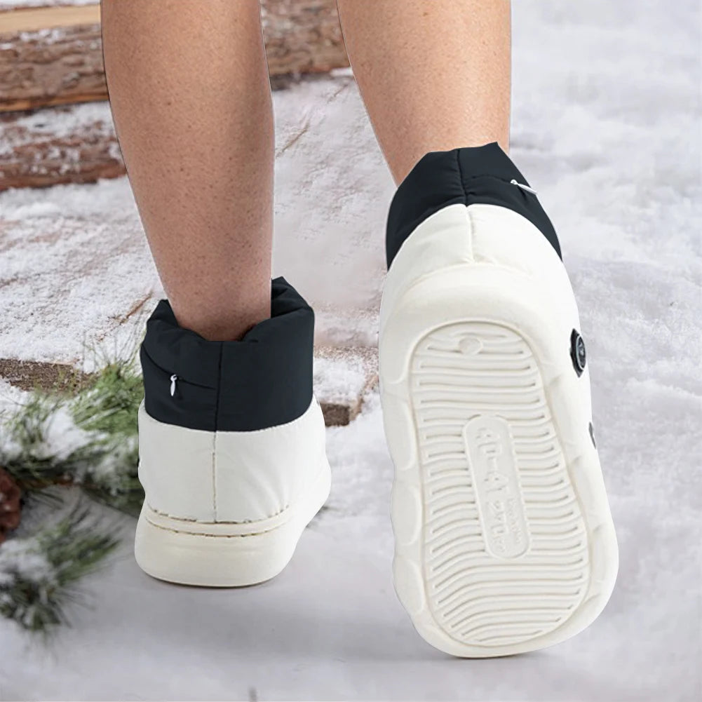 electrical heating boots being worn during the winter