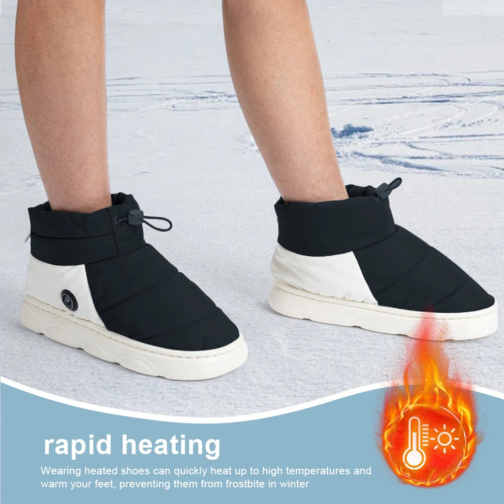 electrical heating boots being worn during the winter