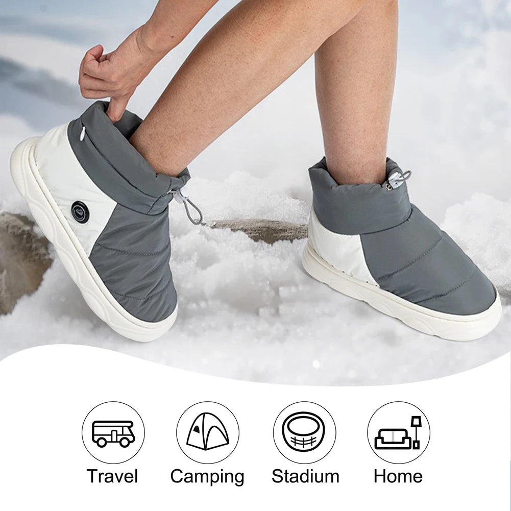 electrical heating boots being worn during the winter