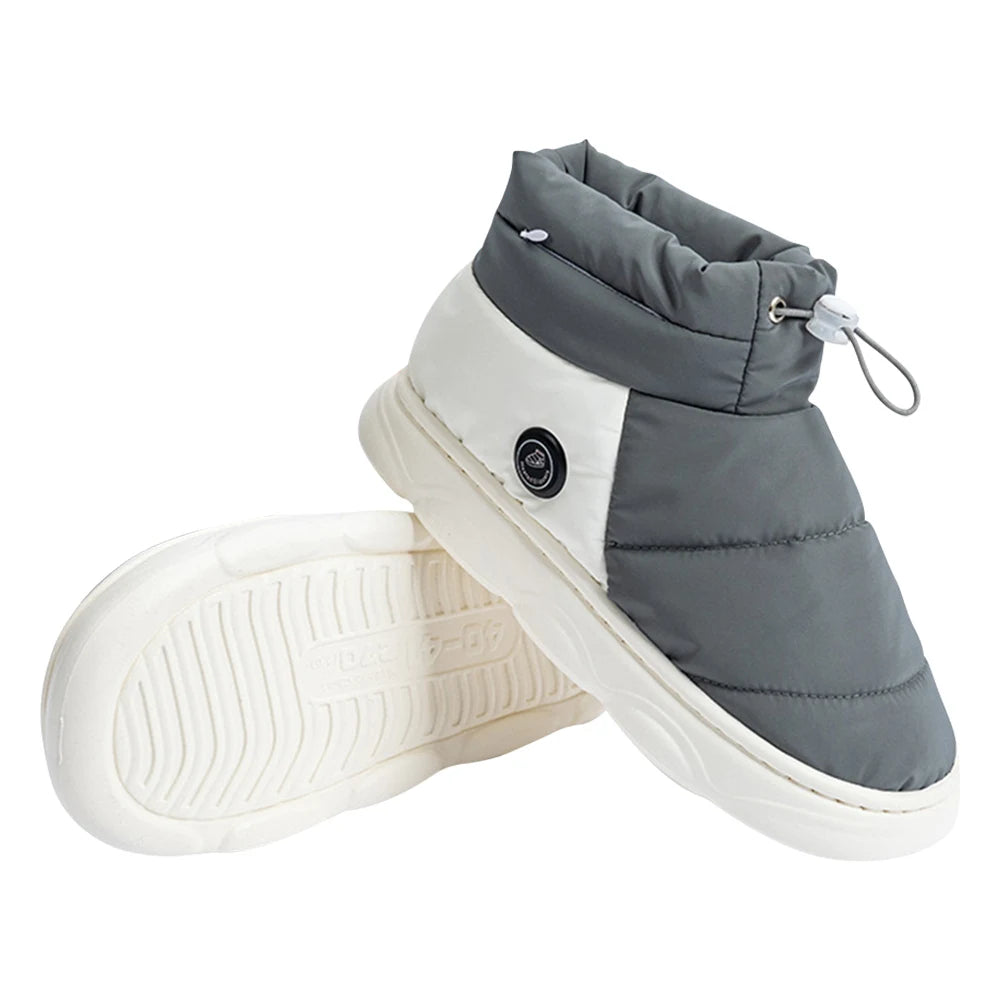electrical heating boots being worn during the winter