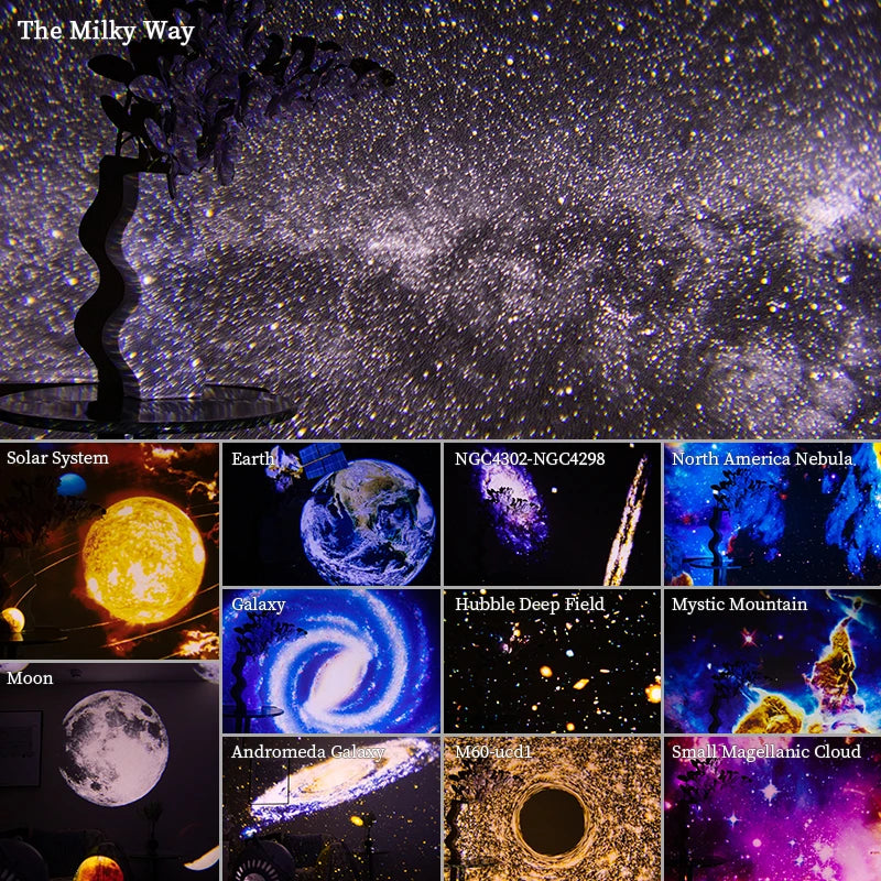 A starry project that projects different star consolations on to the wall as a night light