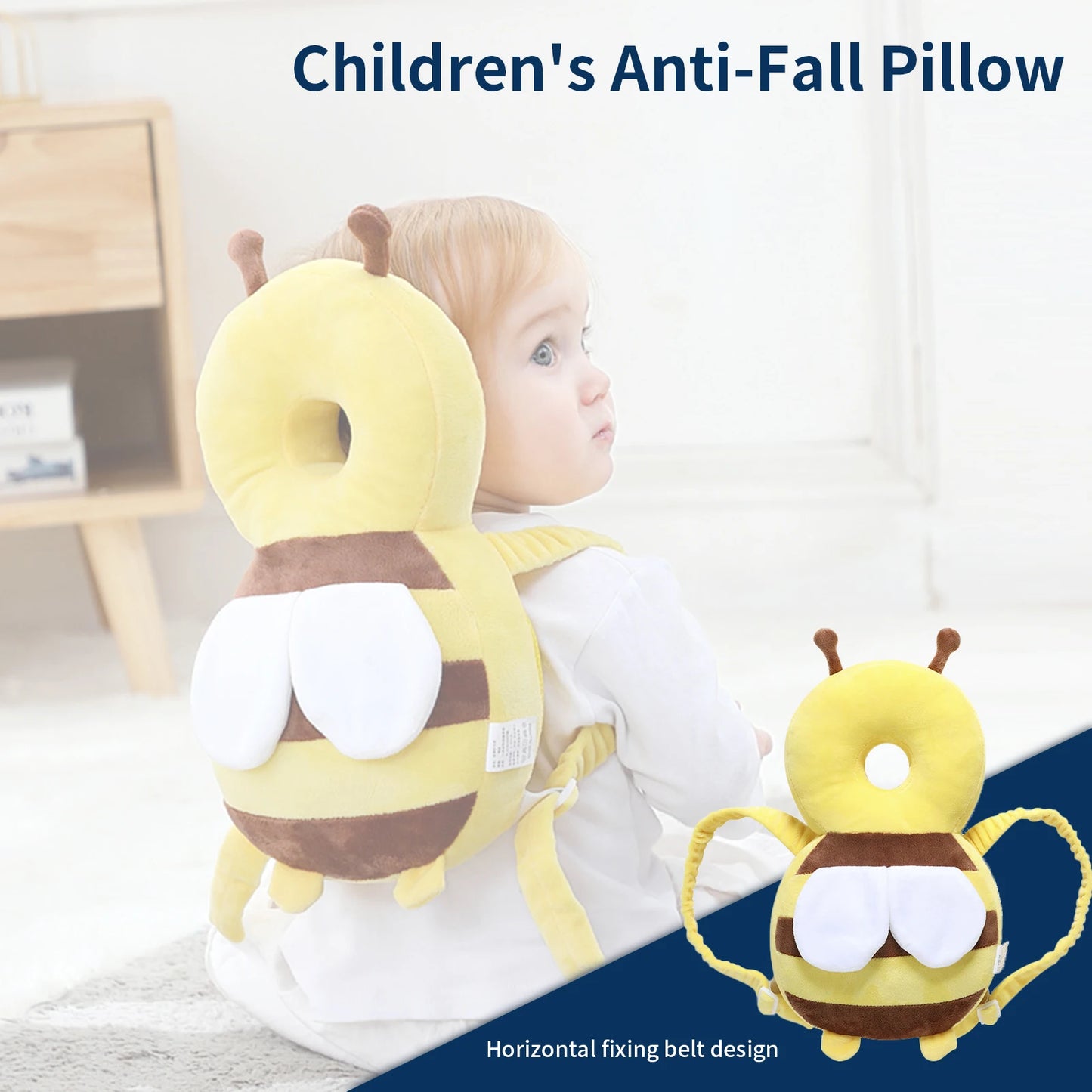 A baby fall protection backpack designed to be cute and durable for max protection