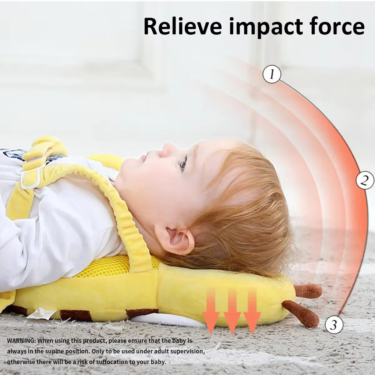 A baby fall protection backpack designed to be cute and durable for max protection