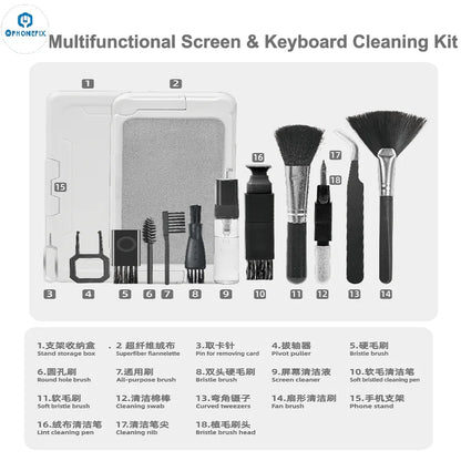 An Assortment of device cleaning tools and brushes