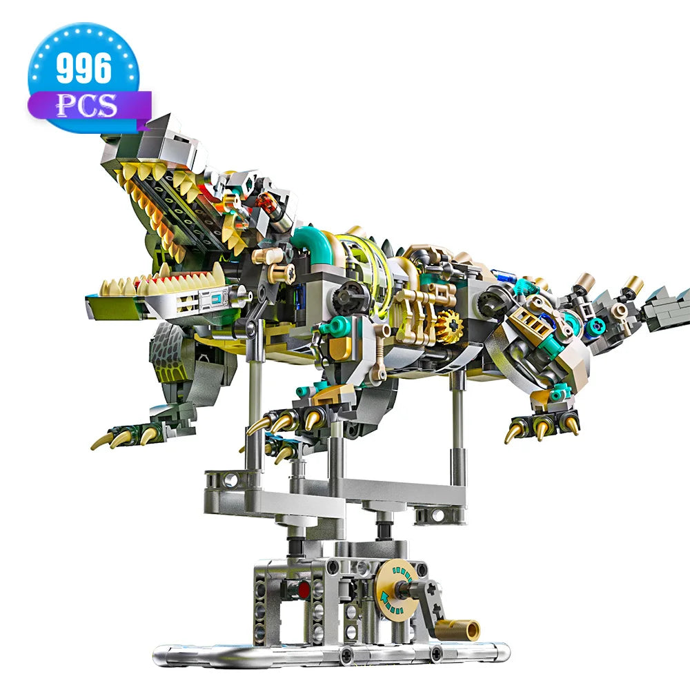 Montessori lego building set of a mechanical shark for children development