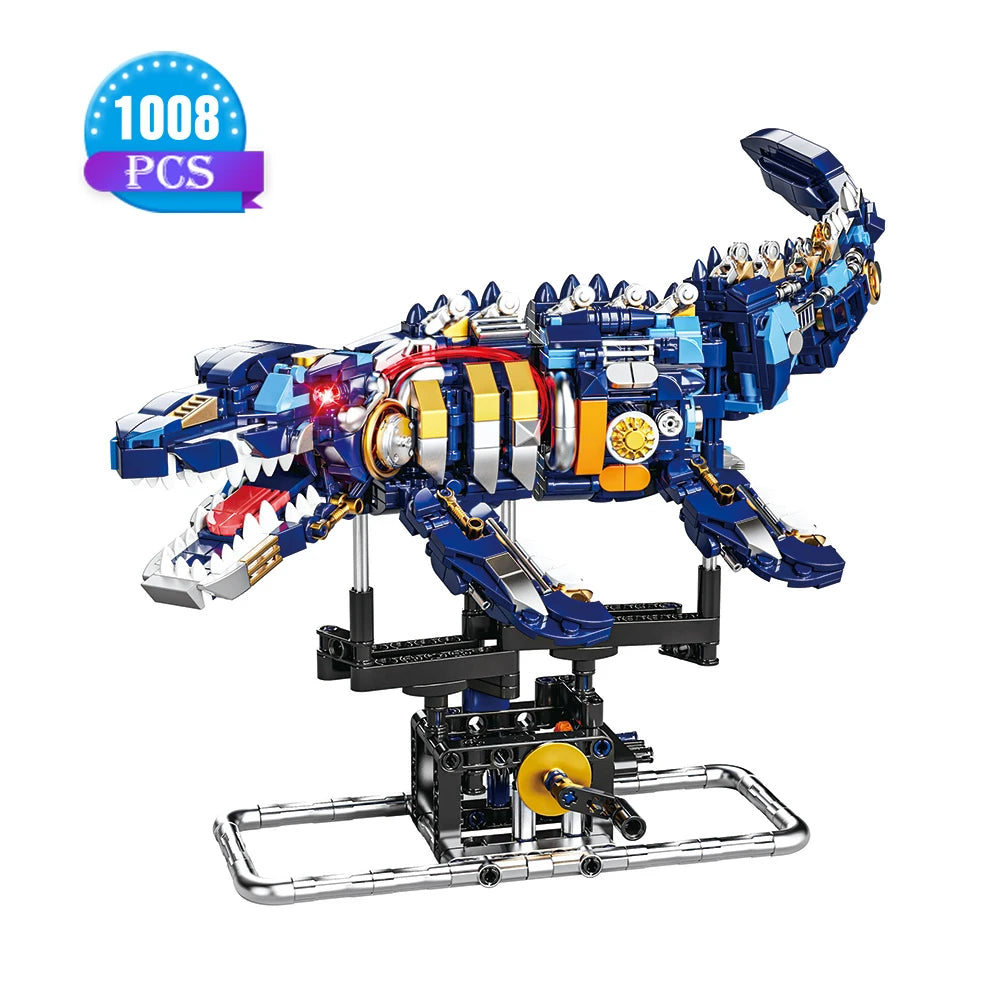 Montessori lego building set of a mechanical shark for children development