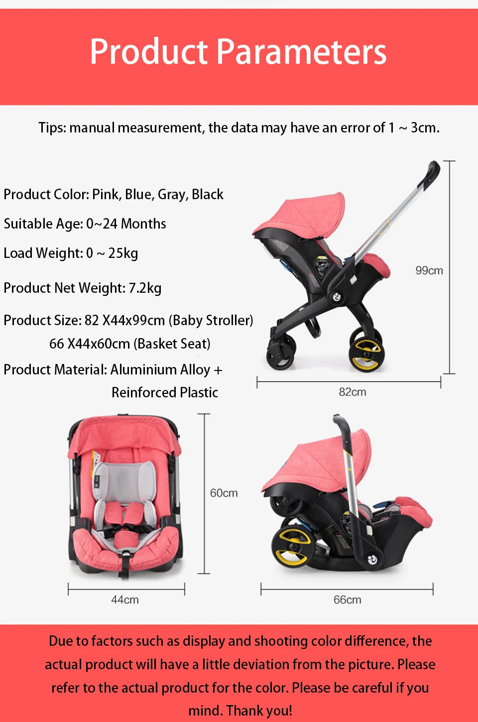 luxury baby stroller with 4 in 1 features