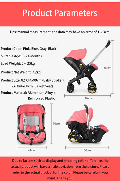 luxury baby stroller with 4 in 1 features